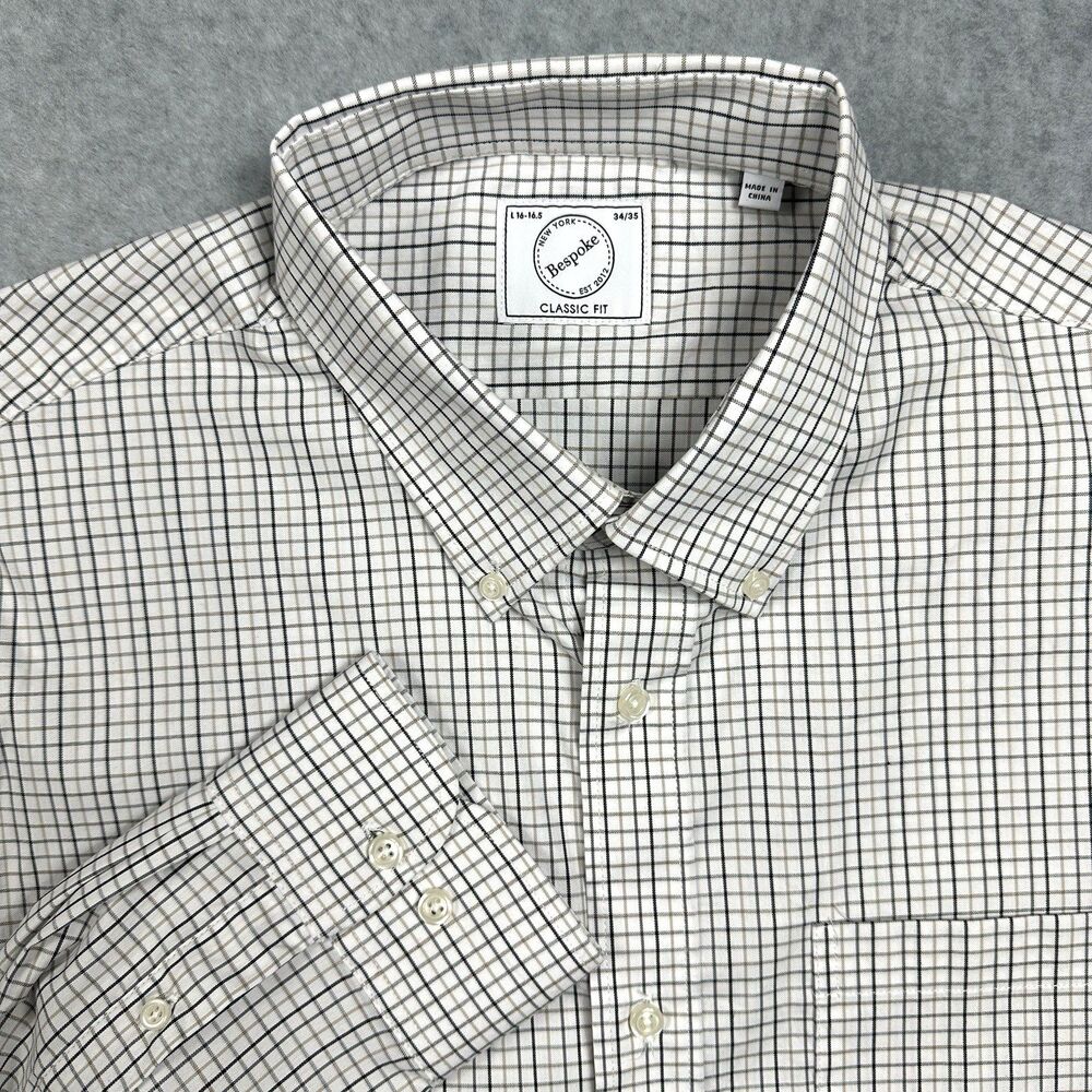 Nwt BESPOKE Classic Fit Men's size L Plaid Long Sleeves Formal Dress Shirt